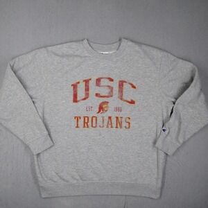 Champion USC Trojans Sweatshirt Mens 2XL Gray Crewneck Pullover Fleece NCAA